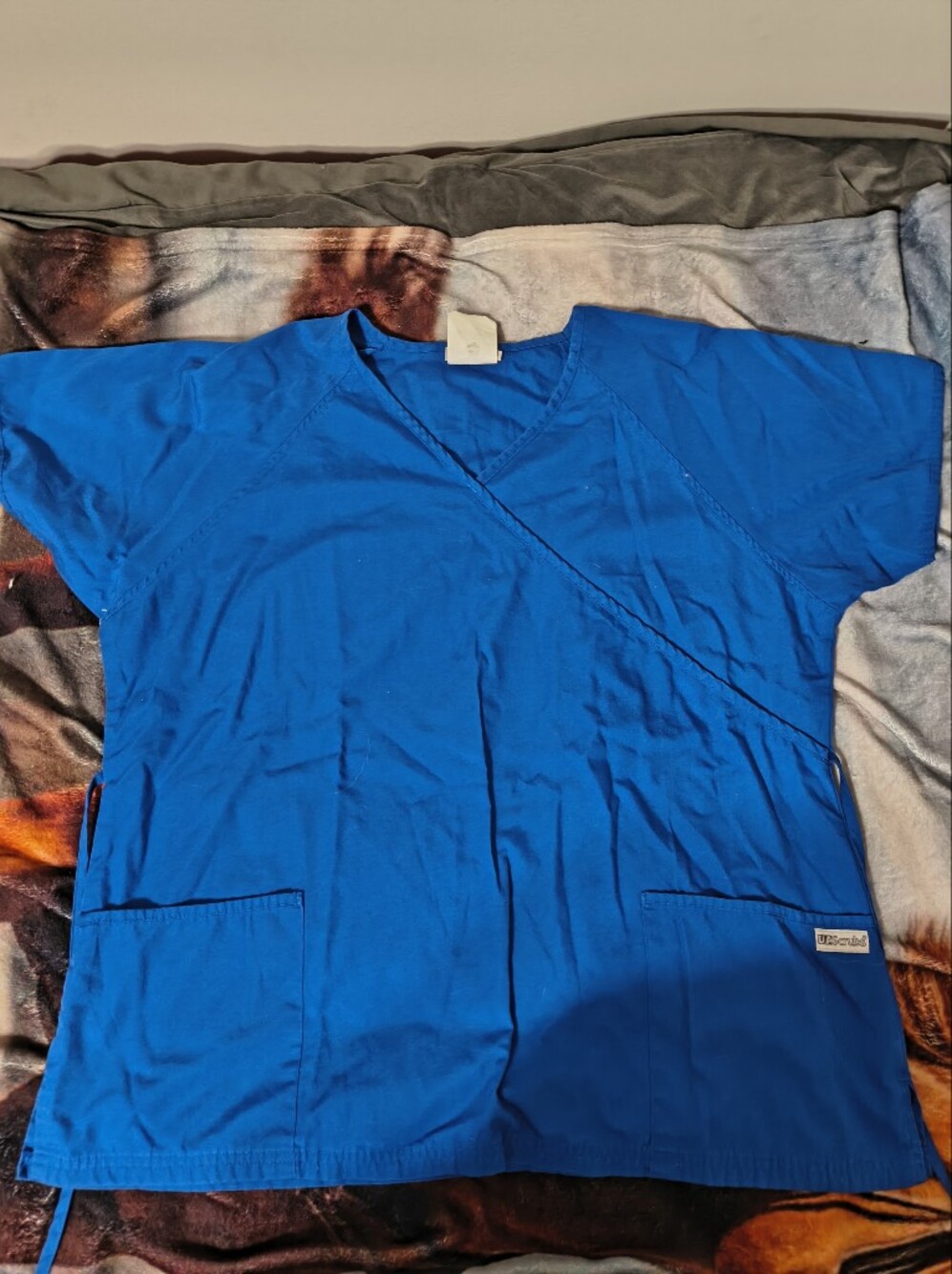 UAScrubs Bright Blue Medical Scrub Top - V-Neck Pocket Tee